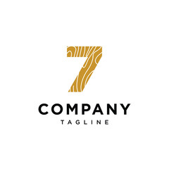 Number 7 Wood carpentry logo icon vector template.eps