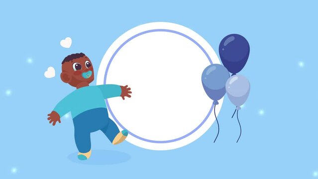 afro baby sucking pacifier character animation