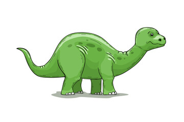 Cute green dinosaur with long neck isolated element