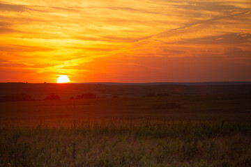 sunset over the field