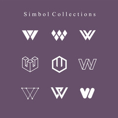 w symbol icon set vector