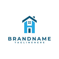 Creative house logo with letter H in center