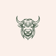 simple scottish highland cow cattle farm logo vector illustration template design