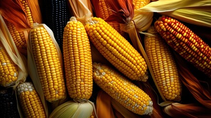 Fototapeta na wymiar full ears of corn