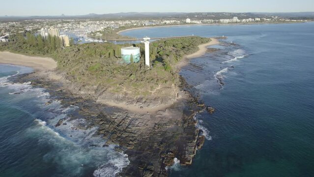 Aerial View of Point Cartwright Lighthouse, Mooloolaba, Queensland, Australia