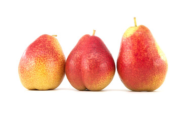 Multi-colored ripe pears isolated on white