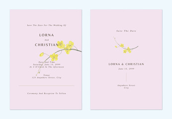 Pink minimalist Golden shower flowers wedding invitation