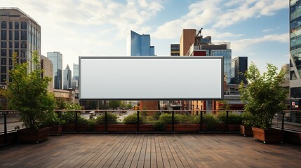 Fototapeta na wymiar Blank Billboard on Building, Outdoor Advertising Mockup