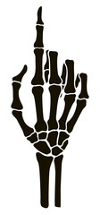 Skeleton bone pointing the index finger hand sign