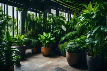 Fototapeta na wymiar beautiful indoor green plants generated by AI tool