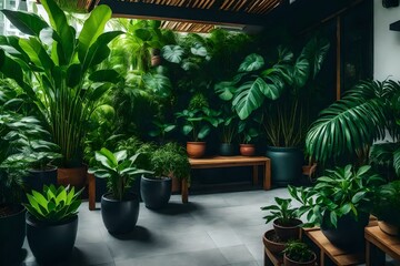 Fototapeta na wymiar beautiful indoor green plants generated by AI tool