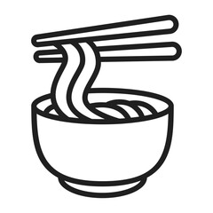 drawing of chopsticks picking up noodles, Asian food symbols