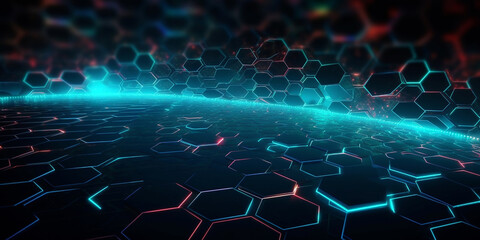 beautiful 3D hologram on a dark background. Generative AI