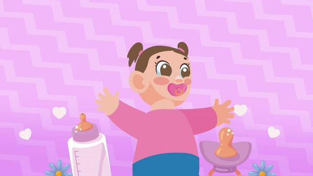 little girl baby character animation