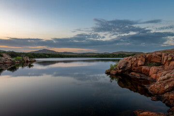 Sunset over the water 