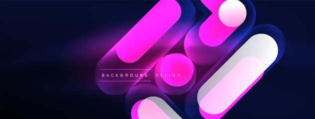 Glowing round shapes abstract background. Template for wallpaper, banner, presentation, background