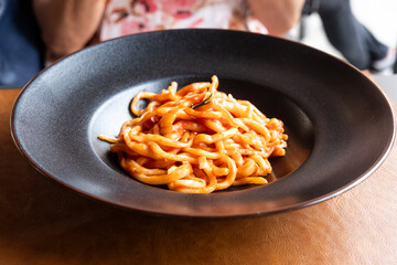 Pici is thick, hand-rolled pasta, like fat spaghetti. It originates in the province of Siena in Tuscany Italy