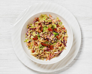 fresh coleslaw with cabbage, carrots, onion, pecan