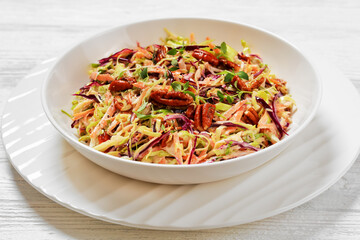 fresh coleslaw with cabbage, carrots, onion, pecan
