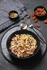fresh coleslaw with cabbage, carrots, onion, pecan