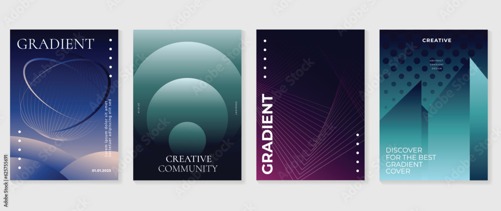 Wall mural modern banner design background. abstract gradient graphic with 3d, geometric shapes, blend lines. f