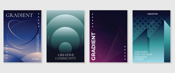 Modern banner design background. Abstract gradient graphic with 3d, geometric shapes, blend lines. Futuristic business cards collection illustration for flyer, brochure, invitation, social media. © TWINS DESIGN STUDIO