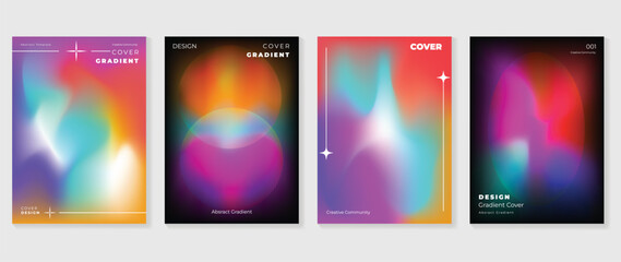 Gradient design background cover set. Abstract gradient graphic with sparkle, liquid, layers. Futuristic business cards collection illustration for flyer, brochure, invitation, media.