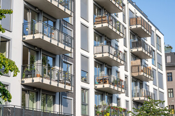 Modern apartment building seen in Berlin, Germany