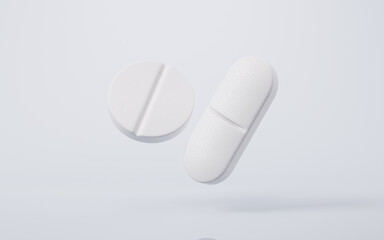 Medical pill with health care concept, 3d rendering.