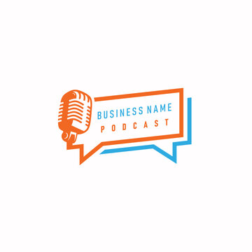design logo creative bubble chat and podcasting