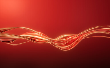 Flowing red geometry lines, 3d rendering.