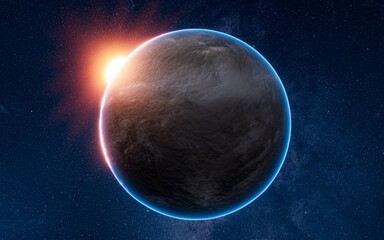 Planet in the outer space, 3d rendering.