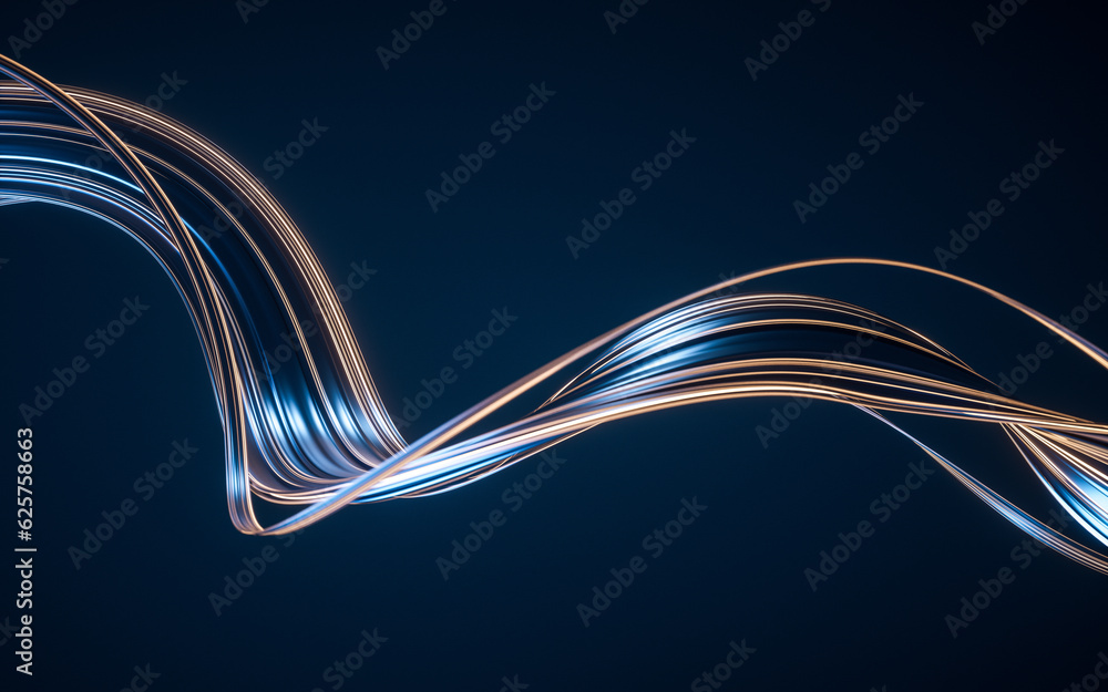 Poster flowing curve background, 3d rendering.
