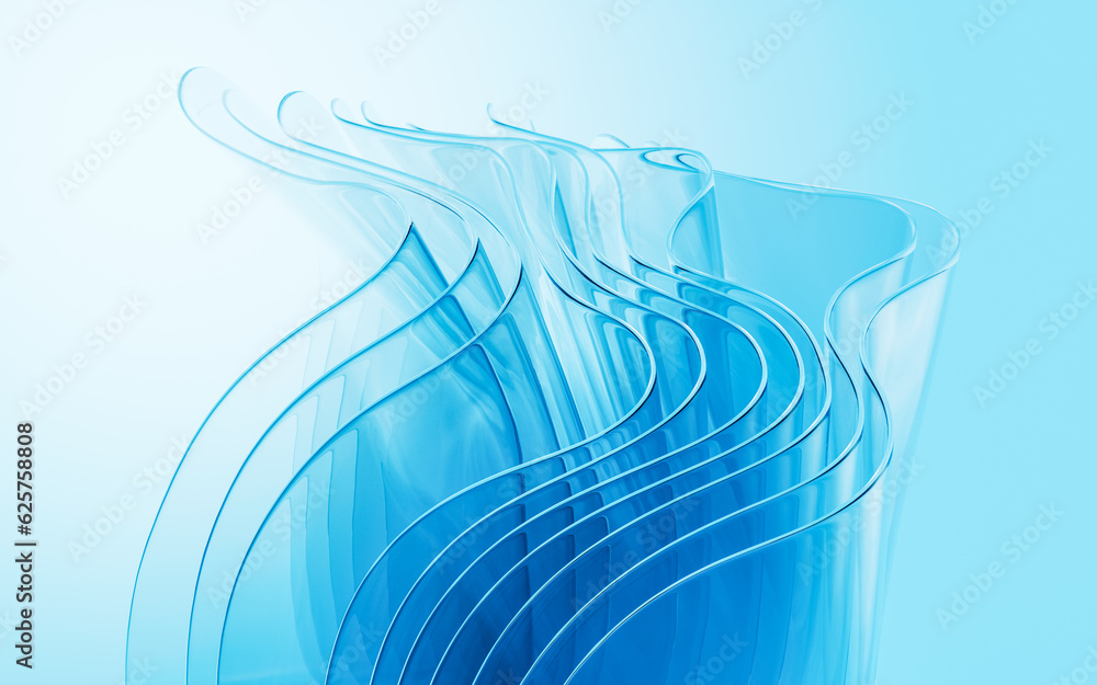 Poster gradient multilayer glass background, 3d rendering.
