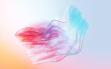 Gradient multilayer glass background, 3d rendering.