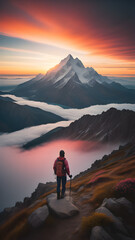 Fototapeta premium hiker in the mountains IA