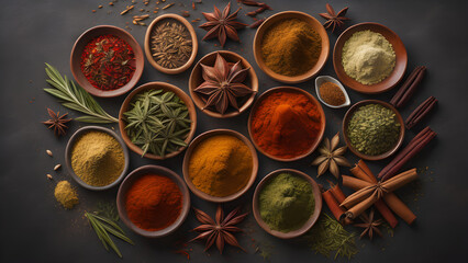 Fototapeta na wymiar spices and herbs IA