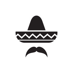 Mexican hat sombrero and mustache