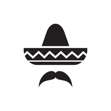Mexican hat sombrero and mustache