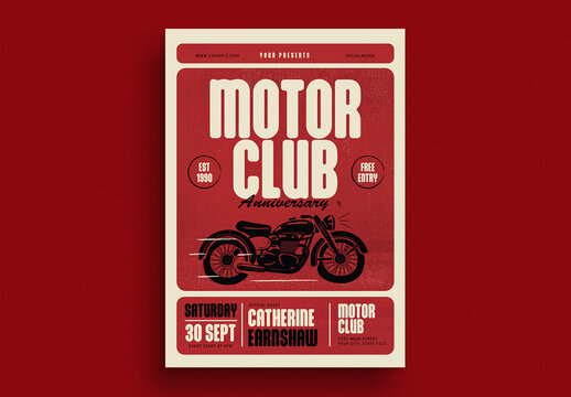 Red Retro Motor Club Flyer