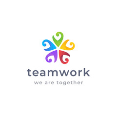 Fototapeta na wymiar Colorful teamwork and collaboration logo diversity people 