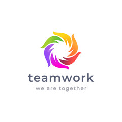 Colorful teamwork and collaboration logo diversity people 