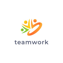 Colorful teamwork and collaboration logo diversity people 