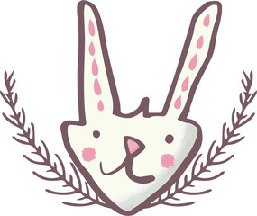 Digital png illustration of white bunny head on transparent background