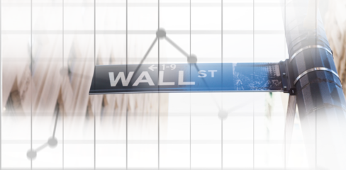 Digital png illustration of road sign with wall street text on transparent background