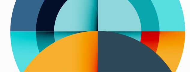 Circles with shadows trendy minimal geometric composition abstract background