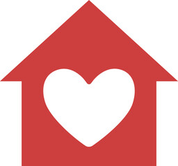 Digital png illustration of house with heart shape on transparent background