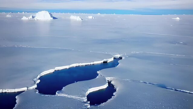 North pole sea ice landscape on sunny day, aerial
Beautiful north pole landscape with sea ice
