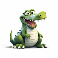 Fototapeta premium Crocodile 3D Isolated White Background