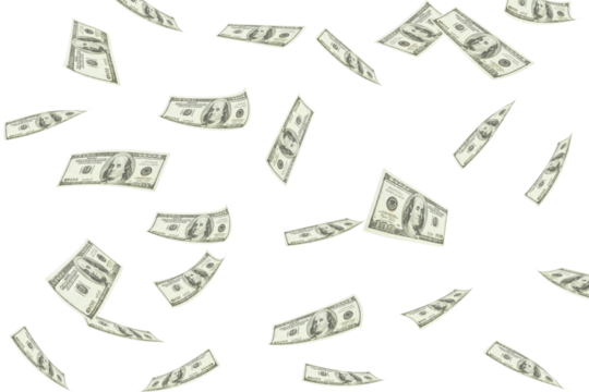 Digital png illustration of floating cash on transparent background